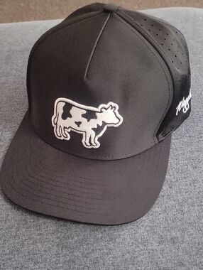 Waggle Black Trucker Hat with Cow Patch